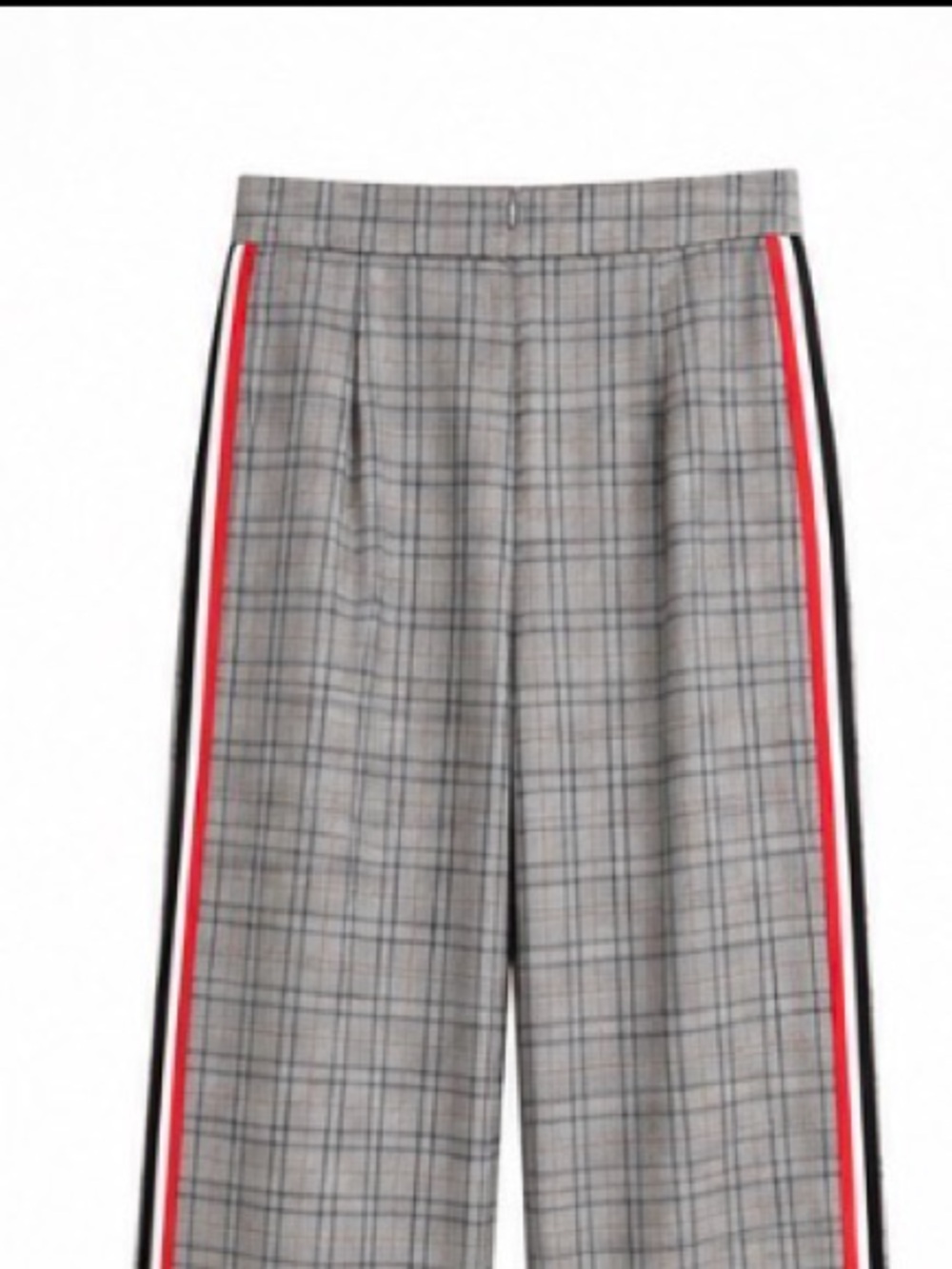 COMMENSE Gray Plaid Side Stripe Wide Leg Pants Medium NWT - Picture 5 of 5